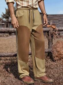 Manfinity Nomadique Pantalon droit à design patchwork décontracté pour hommes, convenant pour le port quotidien décontracté, les sorties de week-end, les rassemblements entre amis, les voyages de vacances et autres activités sociales décontractées. Ce pantalon est un élément polyvalent indispensable dans la garde-robe des hommes et fait un excellent cadeau pour les petits amis ou les maris. - Kaki - Voir 7