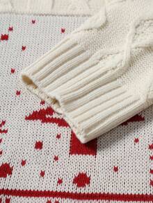 Manfinity Homme Męski sweter w stylu casual, świąteczny, z motywem rodzinnym i kreskówkowym, z dzianiny warkoczowej, z wzorem patchworkowym, na jesień/zimę, męski sweter z dzianiny, sweter z dzianiny, męski sweter świąteczny, sweter z grafiką