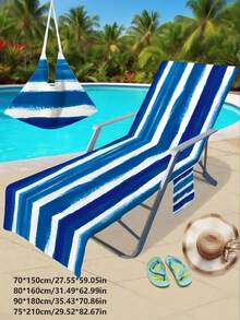 1pc Foldable Beach Chair Cover That Can Be Folded Into A Tote Bag, With Side Pockets To Hold Glasses And Phones. Suitable For Beach Chairs, Towels, Swimming Pools, Hotels, Easy To Carry, Soft, Absorbent, Essential For Bathroom, Vacation, Beach, Swimming, Fitness, Multi-Purpose Towel - Multicolor - View 16