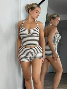 Bethéva Summer Outfits For Women Rave Outfits Festival Vacation Outfits Woman Drop Waist Dress Women Two Pieces Outfits For Daily Wear - Black and White - View 5