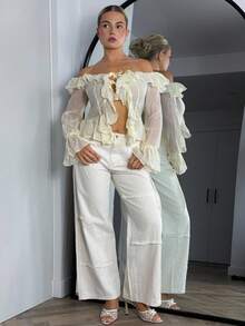 Bethéva 女用寬鬆拼布羊毛裝飾牛仔褲