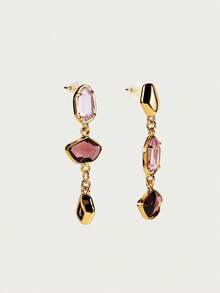 Glisma 18K镀金不对称耳环，百搭耳钉，适合购物、休闲、工作、复古等各种场合，高端材质，镶嵌锆石、水钻，西式珠宝，彰显高贵气质，宝石点缀，秋冬皆宜，适合送给妈妈/女士/女孩/母亲，性感/优雅，夏季/海滩/舞会等场合，多层设计，宝石/串珠/水晶，魅力十足/粗犷风格 - 金色 - 查看 4