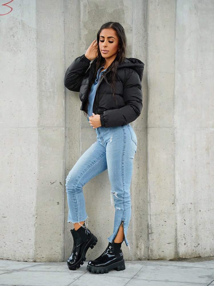 SAYEHFBABY Zip  White Coat - Black - View 6