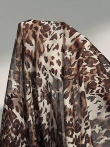 Chiquease 女式圆领长袖不对称下摆豹纹修身连衣裙 - 彩色 - 查看 7