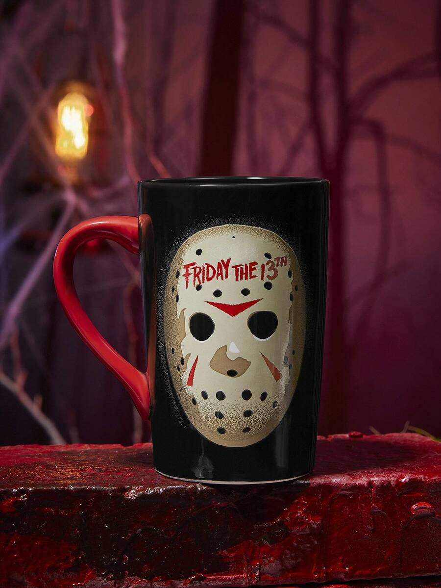 WB Horror X SHEIN 420ml Horror Mask Print Mug - Black - View 1