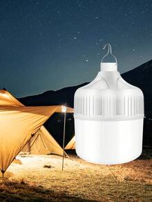 户外 USB 充电手电筒，LED 灯泡，便携式灯笼夜灯，带挂钩的高亮度灯，适用于应急、探险、露营、钓鱼 - 冷白色 - 查看 2