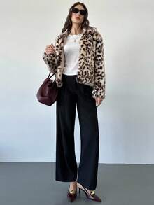 Firerie Casaco feminino de manga comprida com estampa de leopardo, lapela e forro de pele sintética. Elegante e moderno, perfeito para o dia a dia, trabalho, festas, eventos formais e ocasiões especiais, incluindo outono e inverno. Ideal para ocasiões como Ano Novo. - Multicolorido - Ver 8