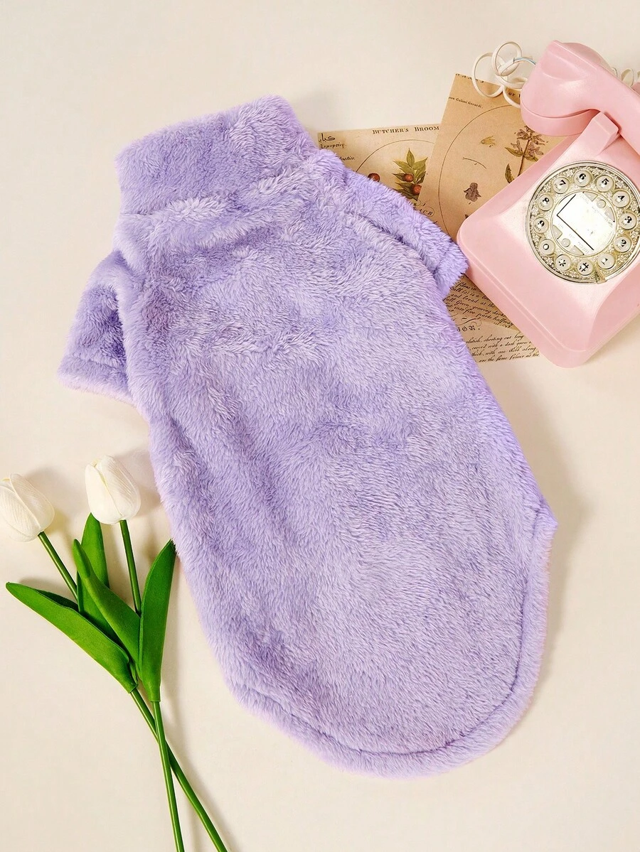 PETSIN Pet Cat Sweater Clothing, 5 Colors Available, Warm, Solid Color, Soft, Polar Fleece, Skin-Friendly,Suitable For Sphynx Cats & Small Dogs, Autumn/Winter - Purple - View 1