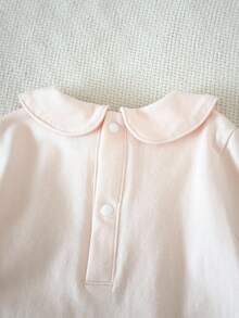 SHEIN 新生儿纯白色简约优雅长袖全长连体裤家居服 - 杏色 - 查看 5