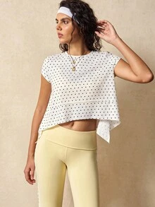 VARSIVA 波点印花不对称下摆运动T恤 - 黑與白 - 查看 6