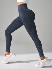 Slayform 2件套高腰纯色紧身瑜伽裤 - 彩色 - 查看 4