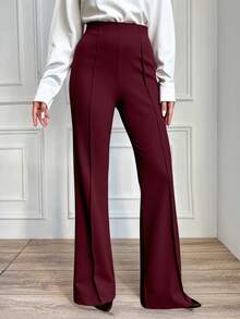 EURMUSE Women's Casual Solid High Waist Wide Leg Pants - Purple - View 5