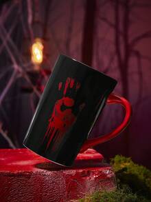 WB Horror X SHEIN 420ml Horror Mask Print Mug - Black - View 6