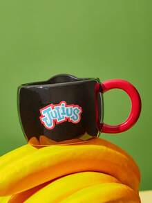 Paul Frank X SHEIN 1 Piece Cute Cartoon Monkey Shape Mug, Microwave And Dishwasher Safe, Can Hold Coffee, Juice, Milk And Other Beverages - Black - View 2