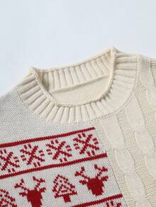 Manfinity Homme Męski sweter w stylu casual, świąteczny, z motywem rodzinnym i kreskówkowym, z dzianiny warkoczowej, z wzorem patchworkowym, na jesień/zimę, męski sweter z dzianiny, sweter z dzianiny, męski sweter świąteczny, sweter z grafiką