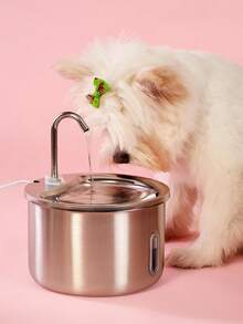 PETSIN 1pc Stainless Steel Pet Water Fountain, USB Powered Automatic Cat & Dog Drinking Dispenser With Splash-Proof Basin, Quiet Operation For Increased Water Intake - No Battery Required, Indoor Pet Accessory|Sleek Pet Fountain|Durable Pet Item,