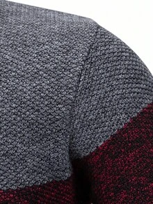 Manfinity Homme Men's Knitted Sweater, Autumn/Winter, Thickened Contrast Color Pullover