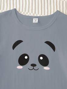 Genkimix Kids 2件套女童熊猫印花休闲舒适长袖上衣和裤子家居服套装