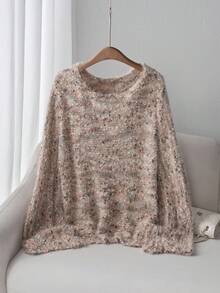 Franclia Plus Size Women Soft Fluffy Knit Sweater, Loose Casual Versatile Knitwear For Autumn/Winter Fall