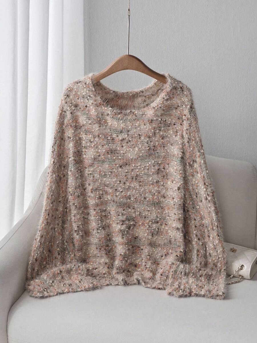 Franclia Plus Size Women Soft Fluffy Knit Sweater, Loose Casual Versatile Knitwear For Autumn/Winter Fall