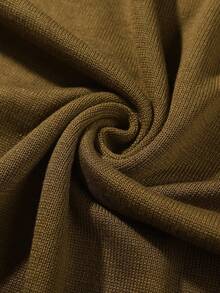 Manfinity Homme Men's Stand-Up Collar Brown Sweater With A Quarter Zip, Long Sleeves Knit Top, Suitable For Autumn And Winter, Can Be Worn Under Or As An Outer Sweatshirt, Ideal For Work Commuting, Outdoor Sports, And Home Life, A Style That Girls Love For Handsome - Brown - View 5