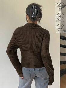 Siren Gaze 2025秋季新款！女士针织开衫 - 商务休闲，工作/办公室必备单品。纽扣前襟设计，是职业女性的理想之选。复古风格，完美适用于日常通勤和教师场合。秋季时尚百搭的女士办公室着装必备单品，温暖舒适的秋冬季棕色款。 - 咖啡棕 - 查看 2