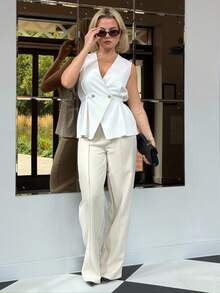Bethéva Summer Ladies Light Beige Suit Pants, Commuting And Elegant Dating Work Pants,Business Casual Woman - Khaki - View 6