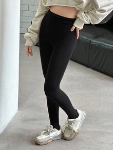 DAZY 少女纯色弹力腰休闲打底裤