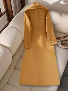 Franclia Áo khoác nữ thời trang thanh lịch màu trơn cài nút - màu nâu - Xem 2