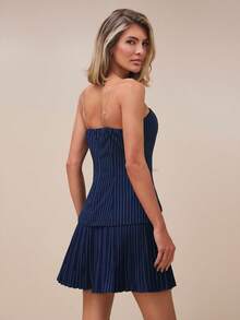 COSMINA 女式条纹抹胸褶边时尚迷你连衣裙 - 彩色 - 查看 2