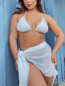 Nezia Cruz Mesh Cover Up Skirt Summer Beach Vacation Boho, Elegant, Holiday Summer Beach Ibiza Boho Bridal - White - View 6