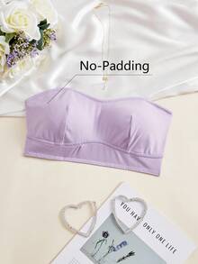 SHEIN Sujetador bandeau de mujer de unicolor acanalado (sin aros)