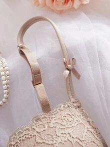 Esselle 1 件高品质蕾丝厚杯聚拢优雅钢圈女士文胸 - 杏色 - 查看 4