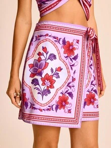 CAJUNI Casual Vacation Print Twist Women Skirts - Multicolor - View 7