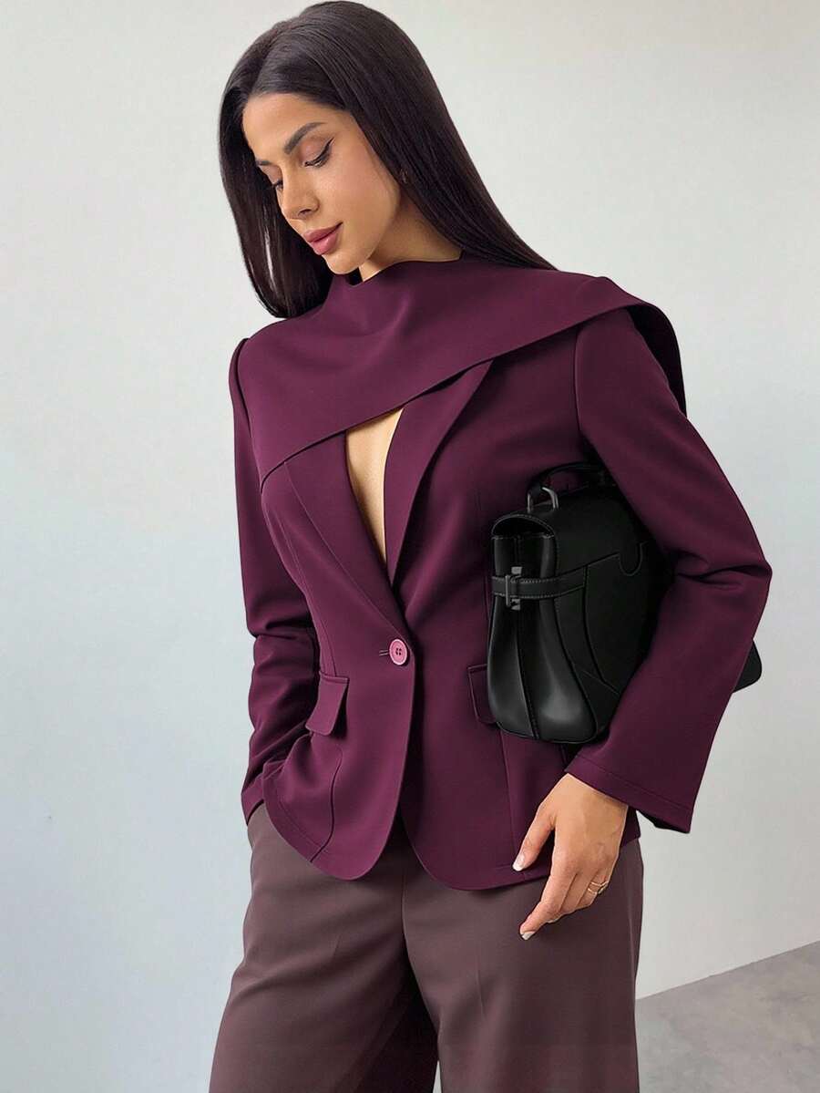 Firerie Blazer élégant et minimaliste pour femmes, mode moderne, décontracté, taille cintrée, automne-hiver