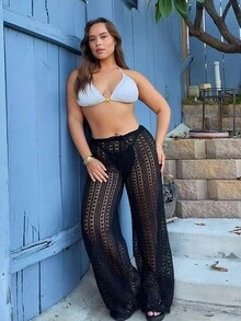 Nezia Cruz 女士海滩露背系带纯色纯白针织泳衣上衣，适合夏季度假 - 白色 - 查看 5