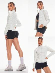 GLOWMODE High Chill Warm Soft Seamless Stretchy Reflective Down-Proof Slim-Fit Puffer Jacket Autumn Winter Outdoor Daily Casual - 白色 - 查看 10