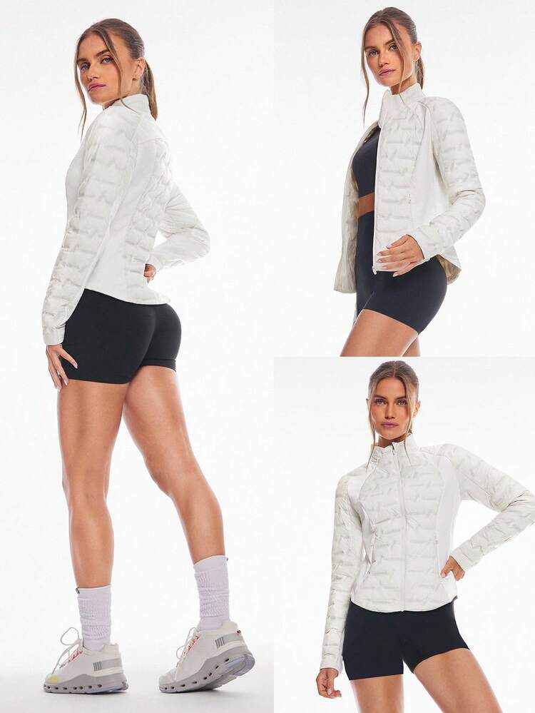 Chaqueta acolchada ajustada, suave, elástica, reflectante y resistente al frío, para otoño e invierno, para uso diario y casual al aire libre