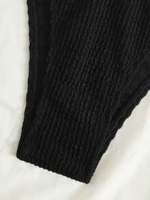 Swim SXY Summer Beach Rib Criss Cross Halter Bikini Set - Black - View 6