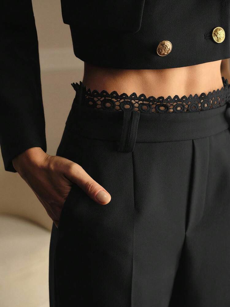 CONTRAST LACE SUIT PANTS, AUTUMN/WINTER