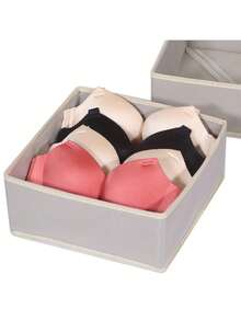 1/4 件装可折叠布料收纳盒衣柜梳妆台抽屉整理器织物篮储物盒容器隔层适用于衣物内衣胸罩袜子服装