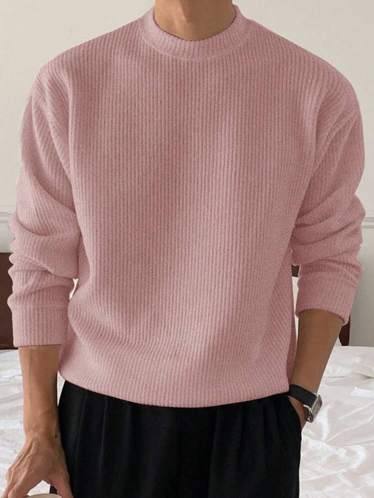 Men's Casual Solid Color Pullover Sweater, Autumn