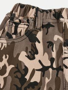 SHEIN Blugi largi, stilați, casual, moi, drăguți, de camuflaj, maro, tricotați, din denim, cargo, cu picior larg, pentru bebeluși, ținute zilnice de toamnă/iarnă, streetwear, Crăciun, Anul Nou, Ziua Recunoștinței - Multicolor - Vizualizare 3