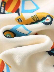 Cozy Pixies 2 件套男婴卡通鹤图案针织柔软圆领长袖套头衫和松紧腰裤套装 - 酒紅色 - 查看 9