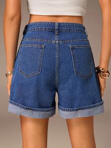 SHEIN Forever 21 夏季女士浪漫舞会正式生日90年代商务休闲女装优雅西部风外出时尚休闲Y2K俱乐部办公室鸡尾酒会复古紧身连衣裙锐舞音乐节搞笑高贵老钱街头风度假乡村音乐会工作朴素春假单身派对音乐会坏女孩基本款毕业A字裙牛仔通勤仙女风牛仔短裤 - 中等水洗藍 - 查看 2