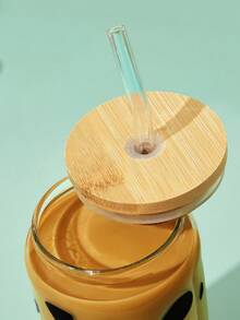 SCOOBY-DOO X SHEIN 1 个 500ml/17.6oz 狗图案玻璃杯，配有吸管清洁刷，耐热，可用于牛奶、果汁等。