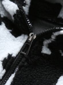 PAVTROS Men's Fashionable Zebra Print Hooded Jacket, Autumn/Winter - Black - View 8