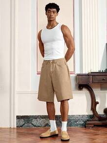 SWAVVY Shorts vaqueros sueltos y delgados, nuevos para verano 2025, para hombres y mujeres - Caqui - Ver 3