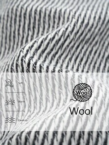 SHEIN LUNE 女士休闲不对称领蝴蝶结拼接束腰喇叭袖人字纹简约羊毛混纺夹克，适合外出 - 黑與白 - 查看 7