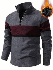 Manfinity Homme Men's Knitted Sweater, Autumn/Winter, Thickened Contrast Color Pullover